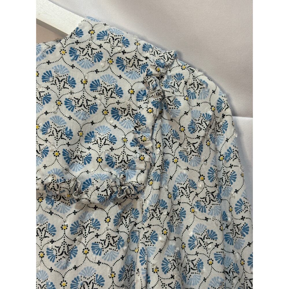 Ann Taylor Loft Blue Yellow Patterned Geometric S… - image 4